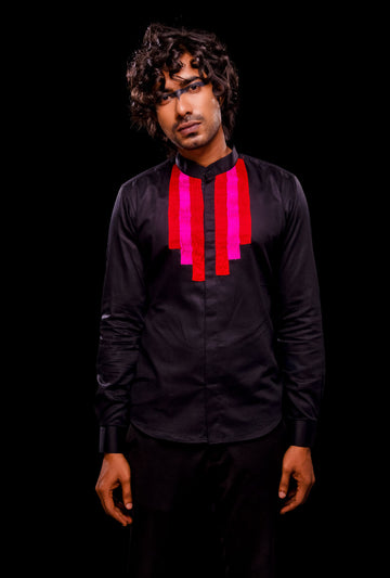 Shirt With Contrast Pin-tucks Yoke