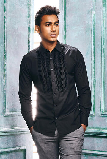 Shirt With Wave Pin-tucks Yoke