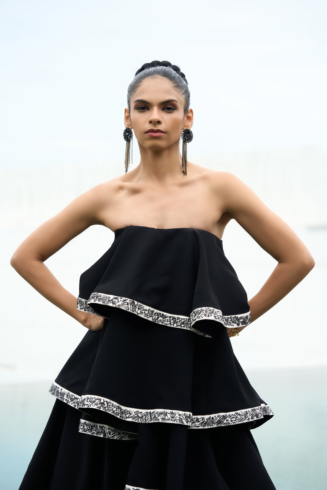 Obsidian Black Asymmetrical Layered Dress