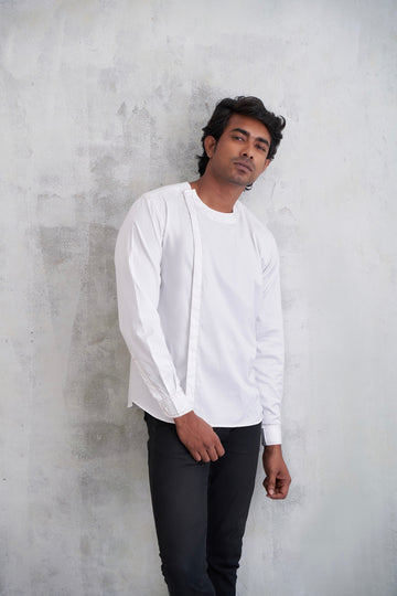 Round Neck Shirt With Asymmetrical Placket