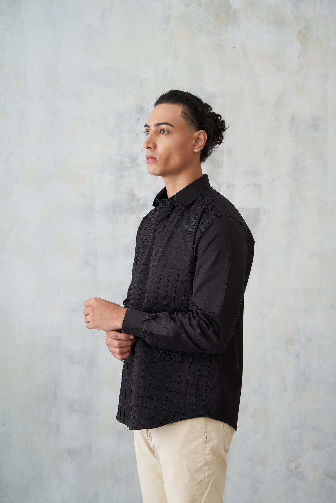 Square Pintuck Shirt With Turkish Appliqué