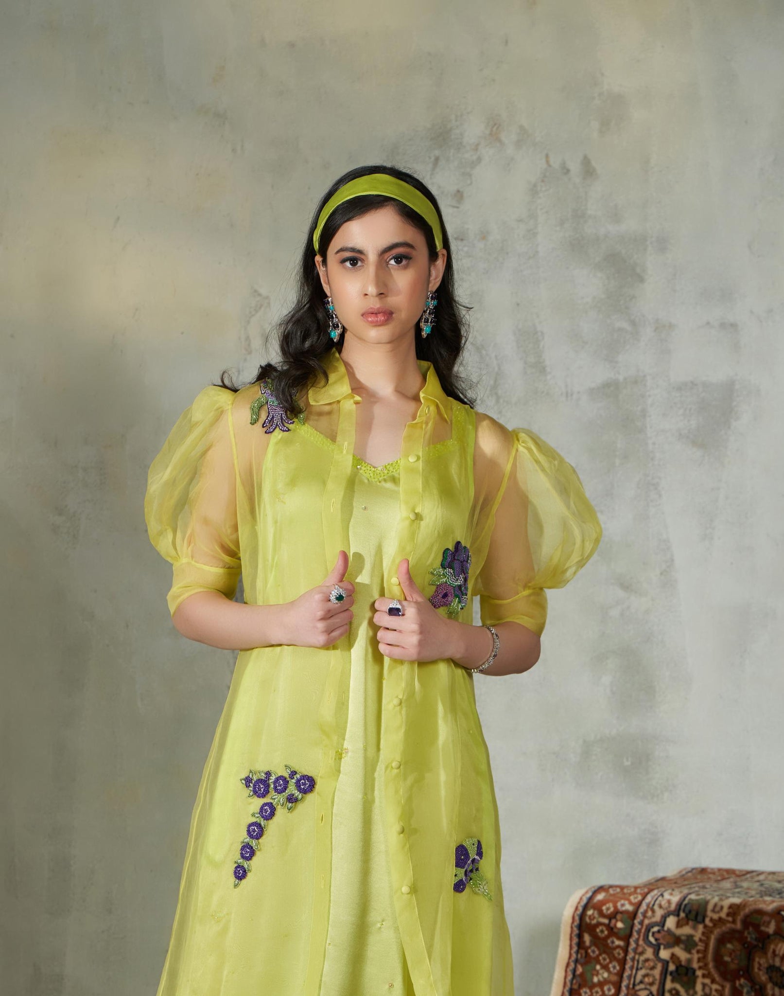 Organza Shirt Dress with Slip