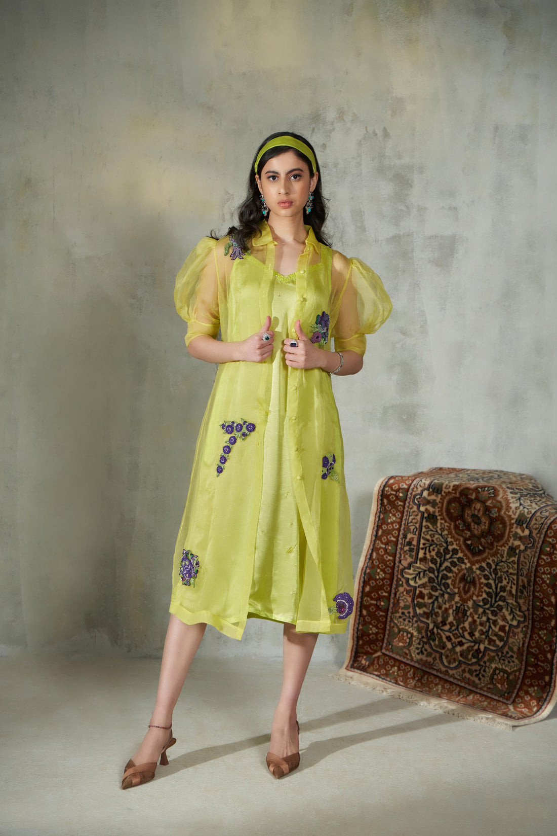 Organza Shirt Dress with Slip