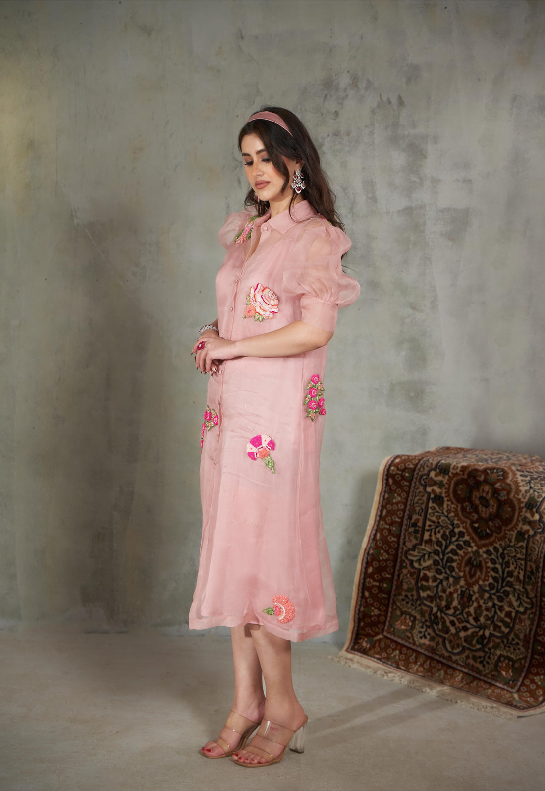Organza Shirt Dress with Slip