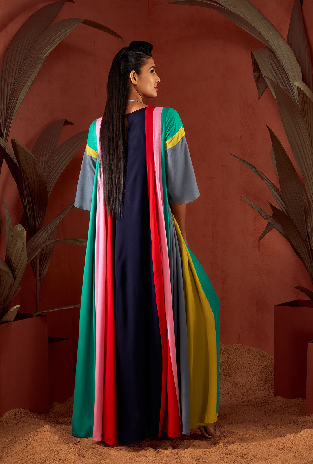 Multicolor Panelled Chromatic Gown