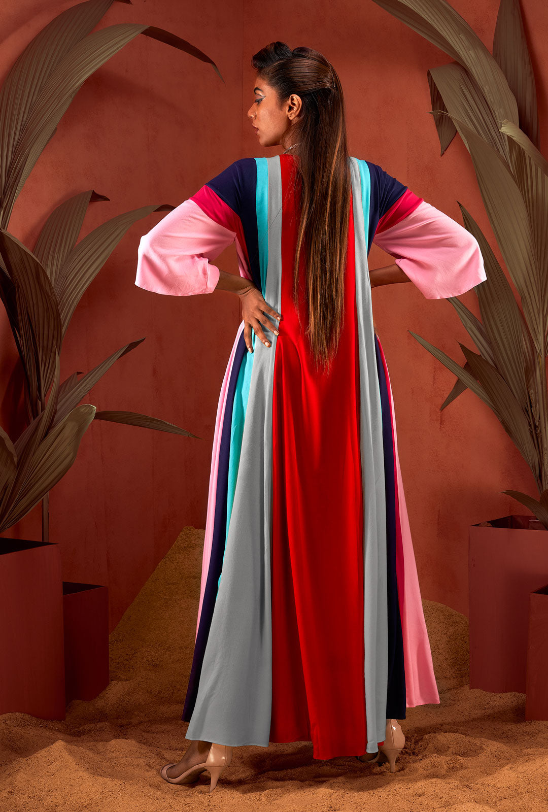 Multicolor Panelled Chromatic Gown