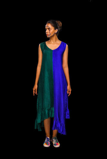 Pin-tucked Colour Block Dress