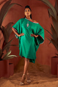 Front view of a green color solid tunic.