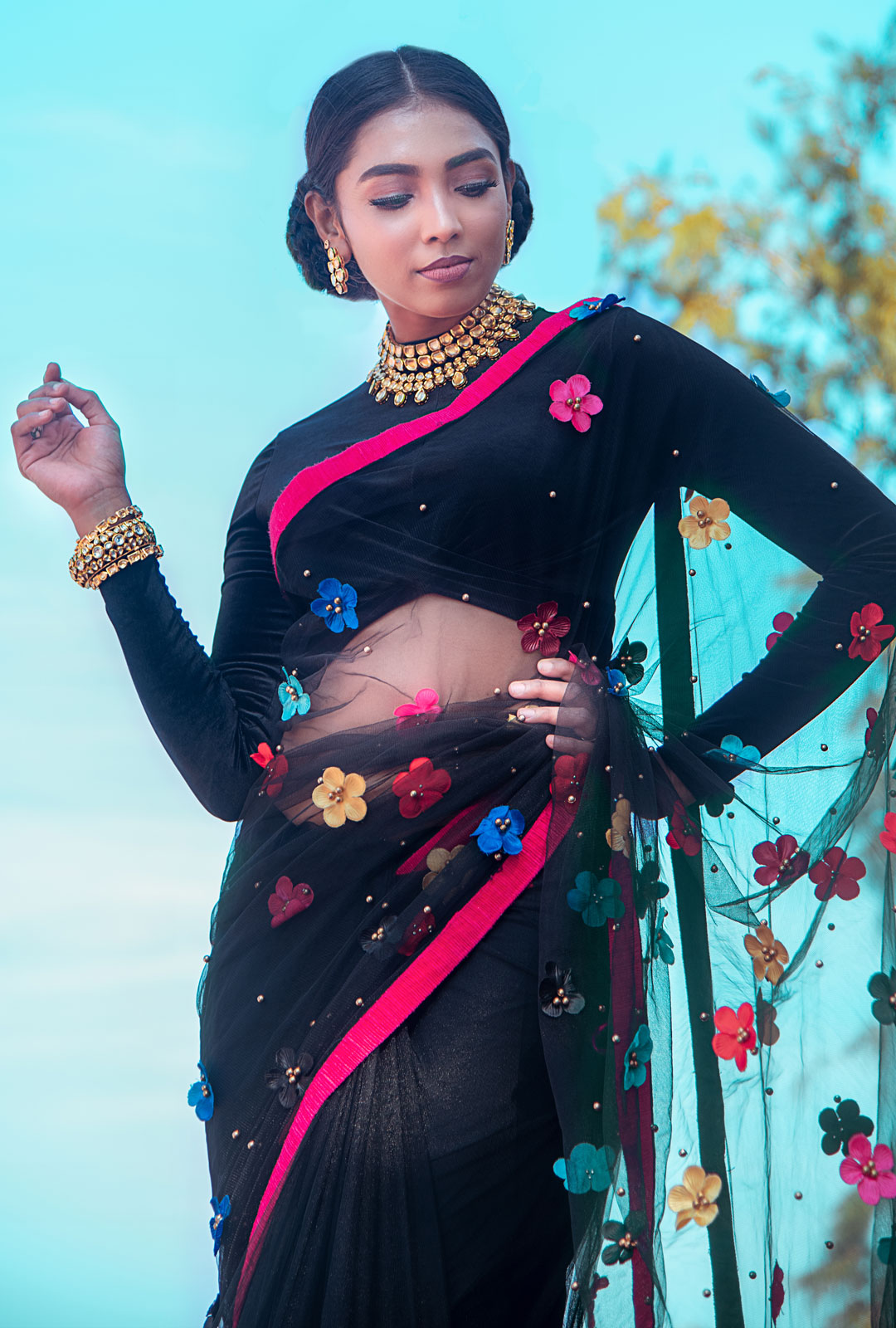 Black Half Saree by Sagar Tenali - Saree Blouse Patterns