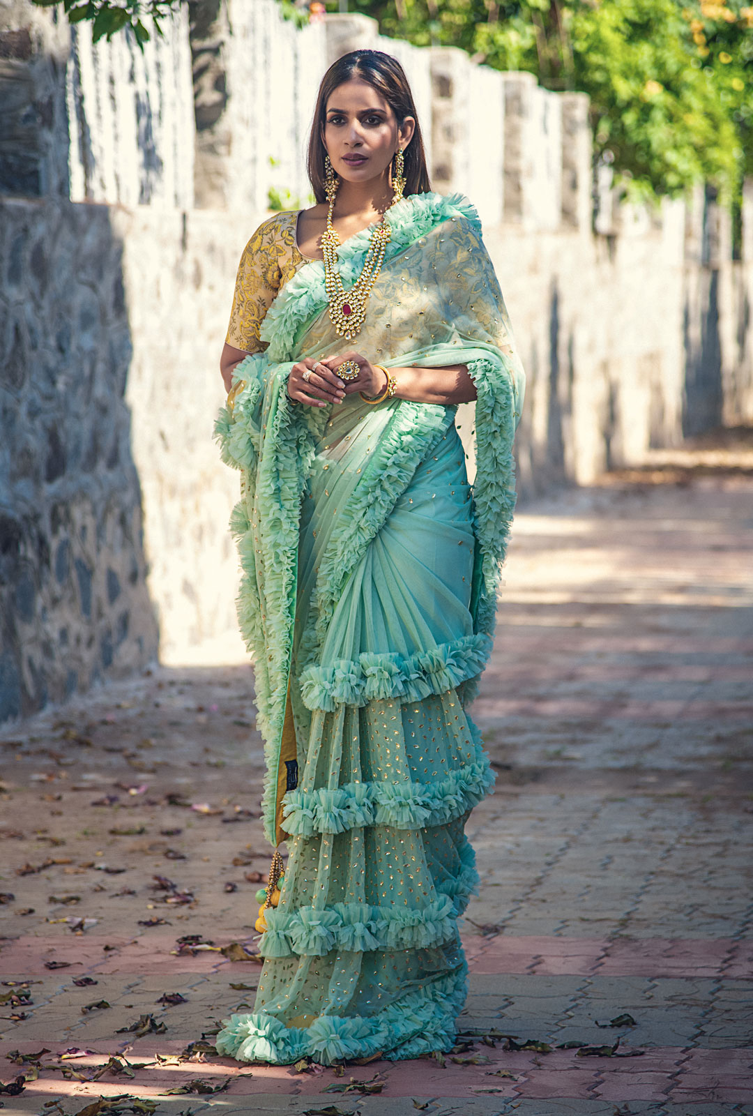 Buy Mint Green Dola Silk Saree Online – Ranreet